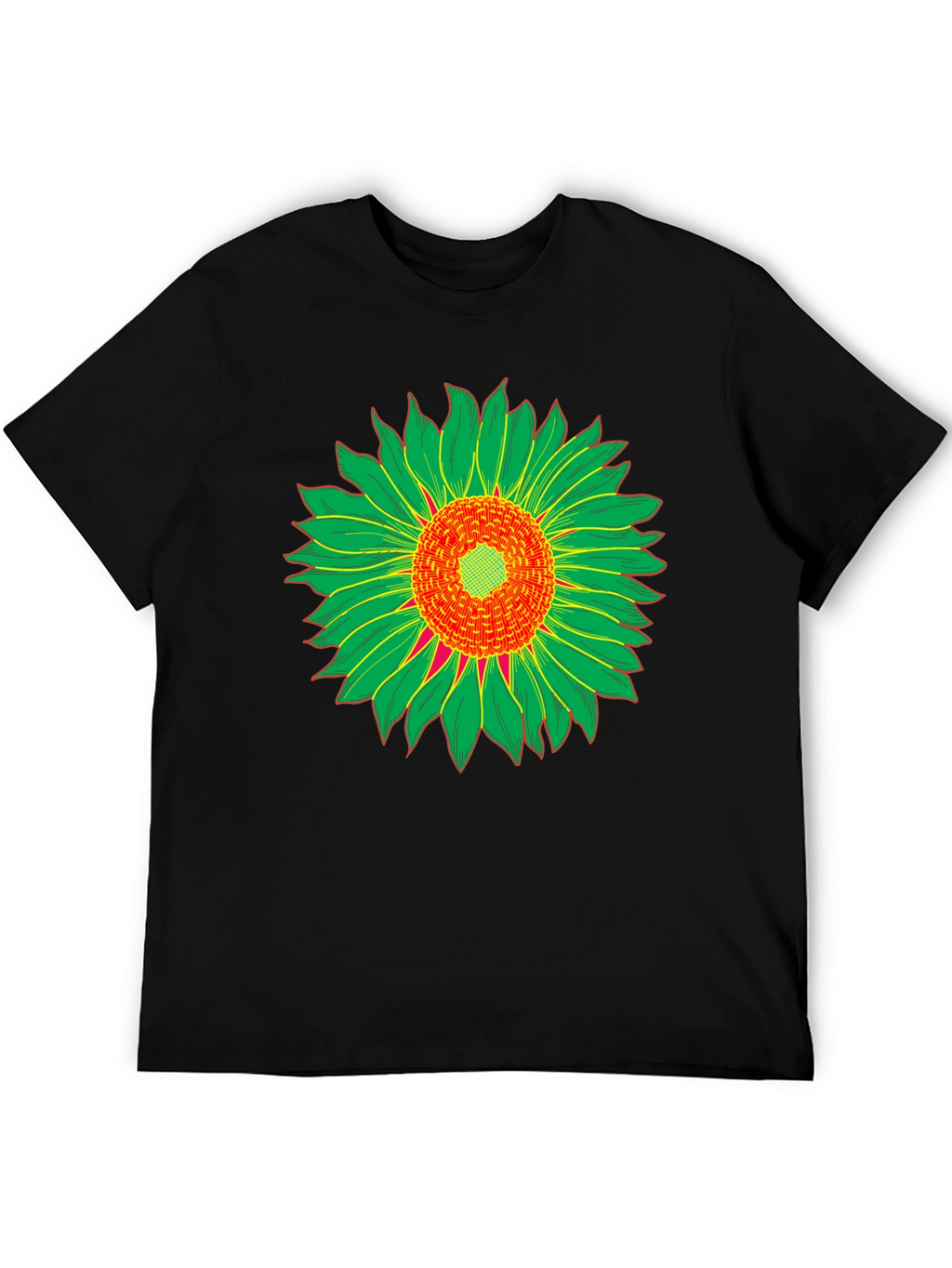 Black T-Shirt with Sunflower Graphic Print