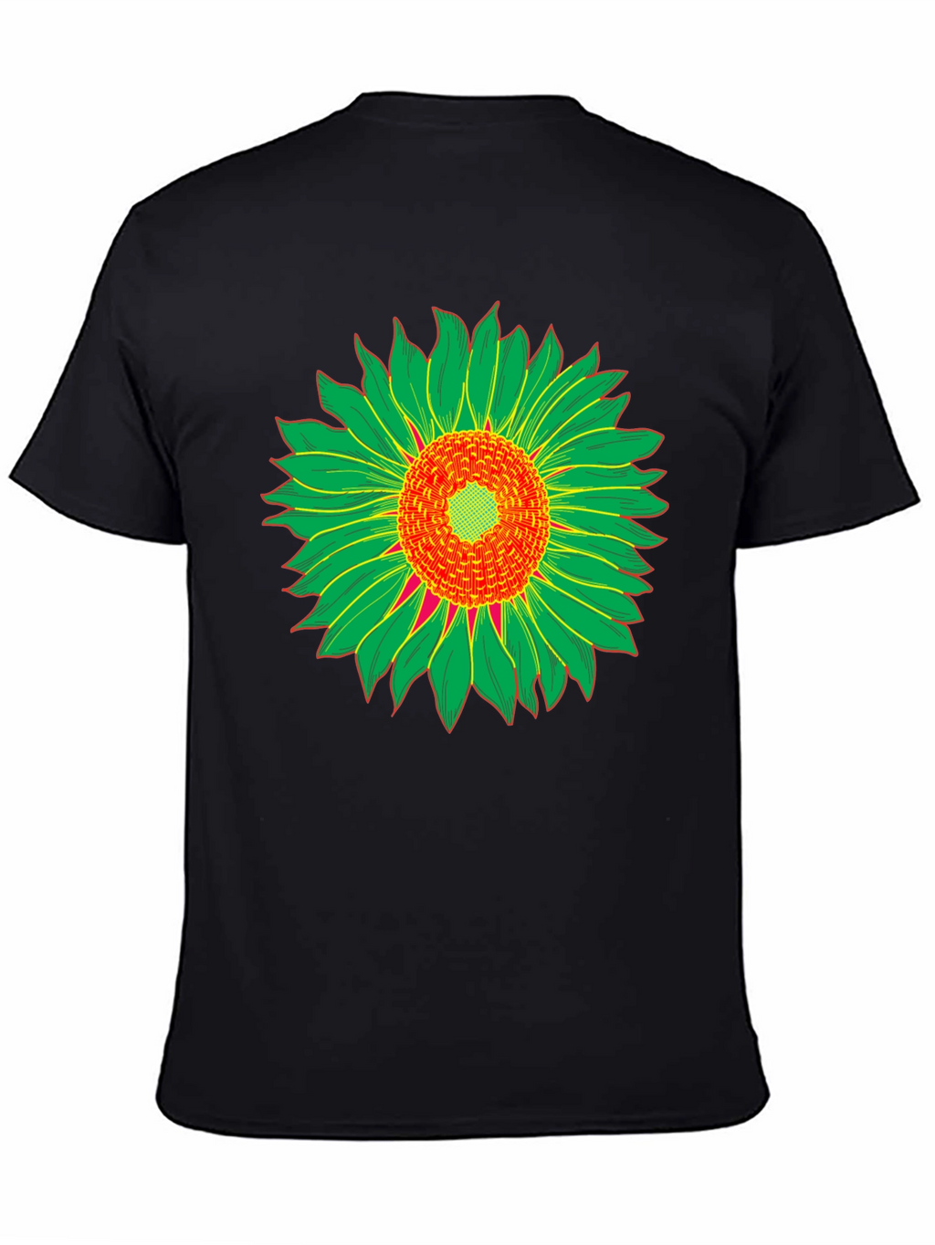 Black T-Shirt with Sunflower Graphic Print
