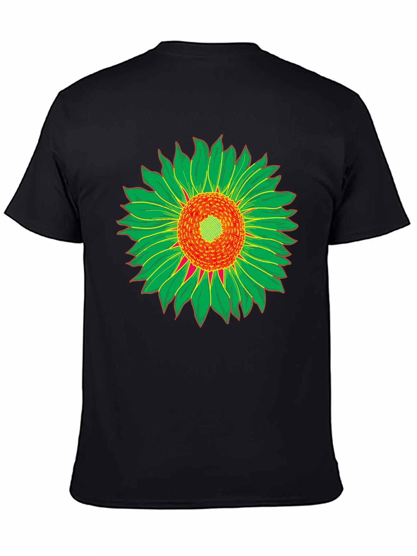 Black T-Shirt with Sunflower Graphic Print