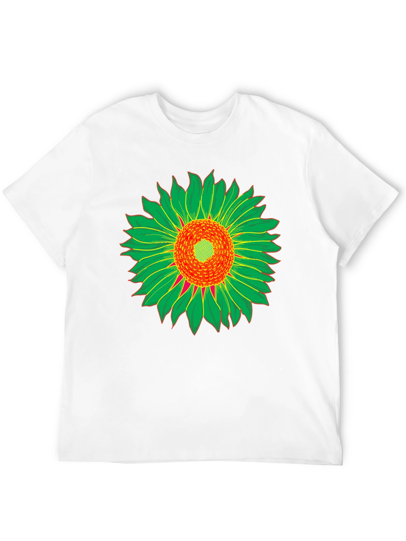 Black T-Shirt with Sunflower Graphic Print