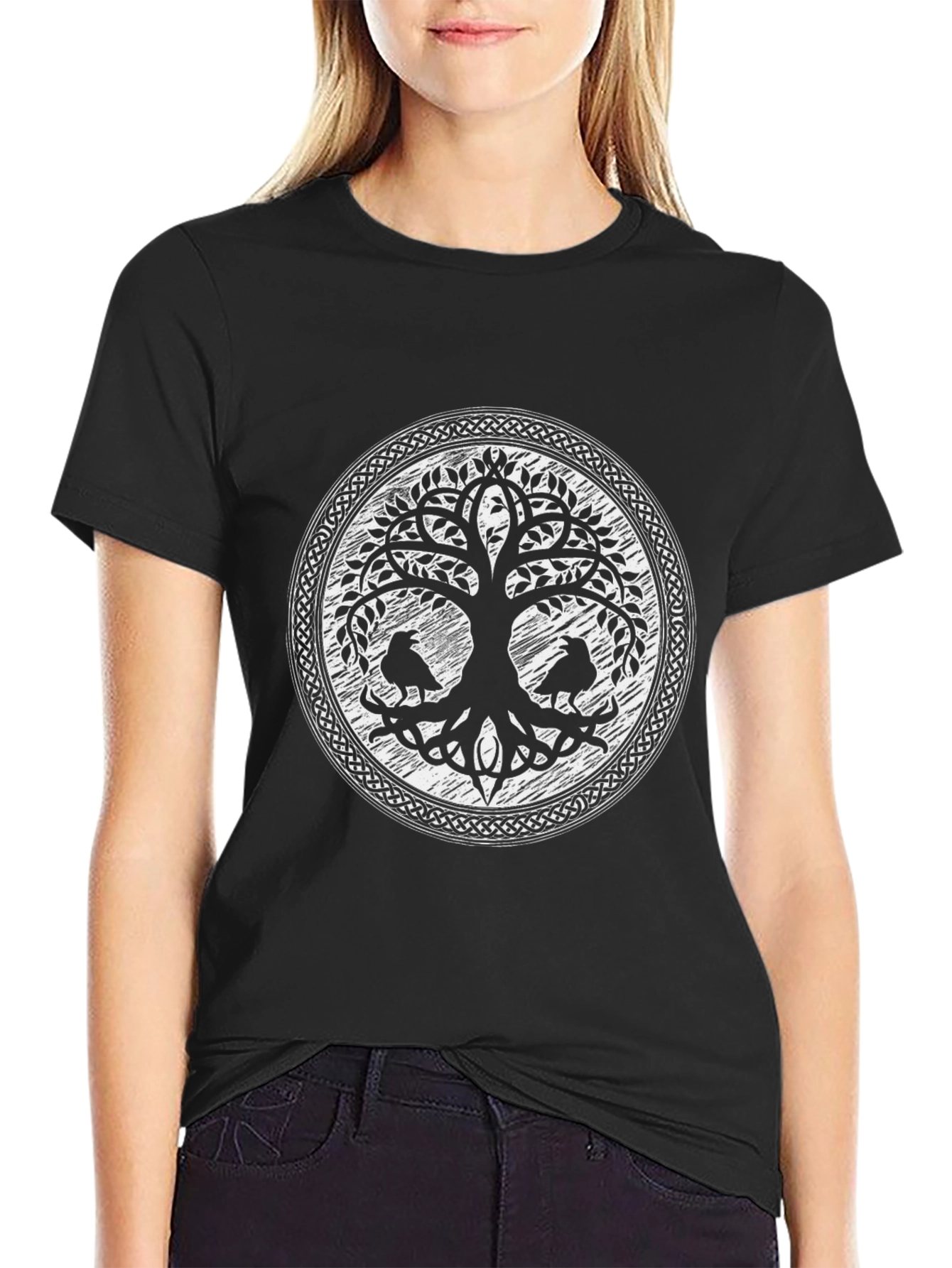 Yggdrasil Tree of Life Raven T-Shirt - Viking Norse Mythology