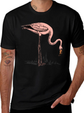 Cool Flamingo Graphic Print Black T-Shirt