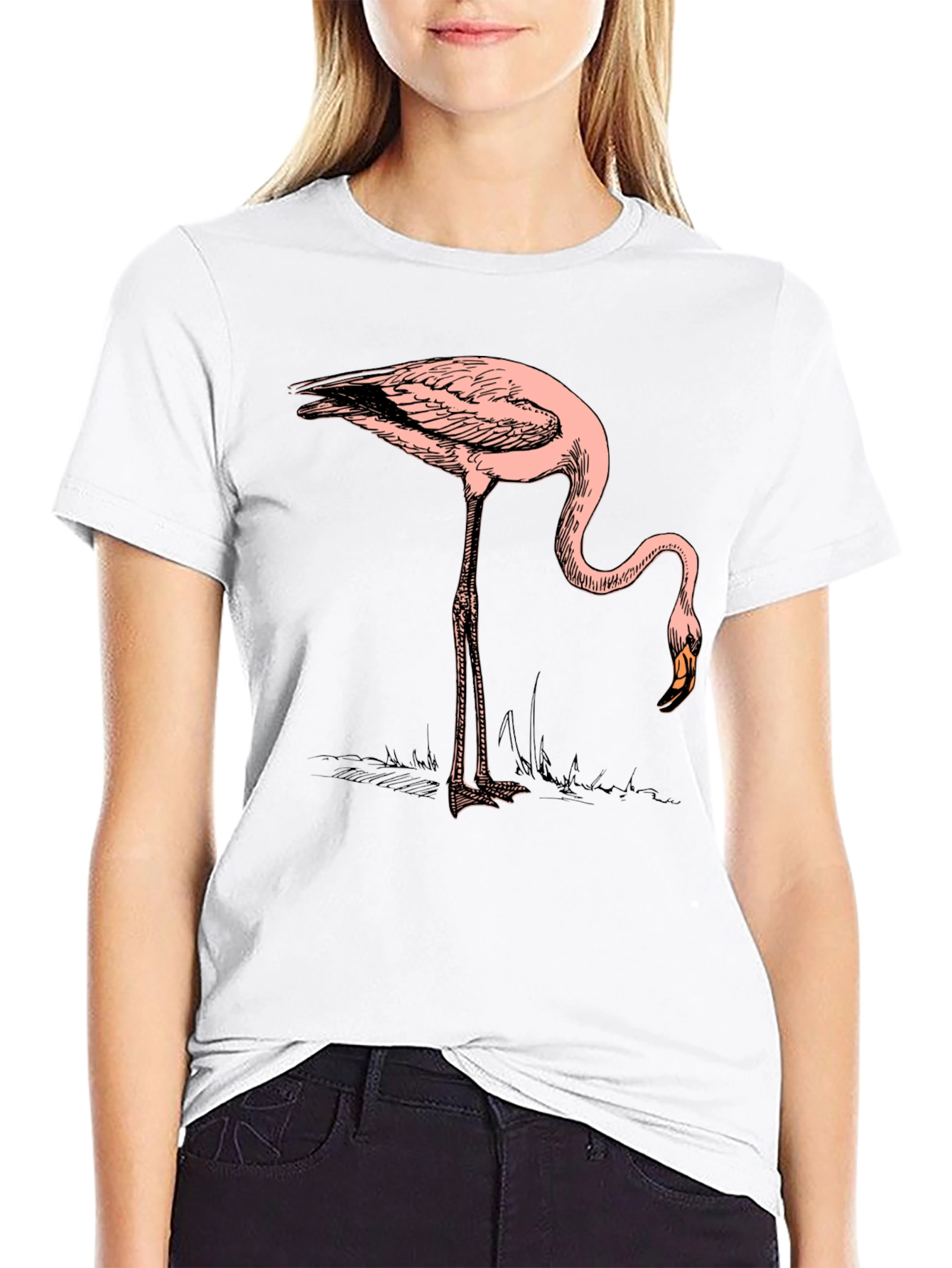 Cool Flamingo Graphic Print Black T-Shirt