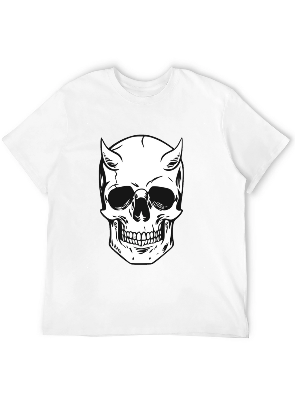 Devil Skull Graphic Tee - Black Cotton T-Shirt