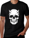Devil Skull Graphic Tee - Black Cotton T-Shirt