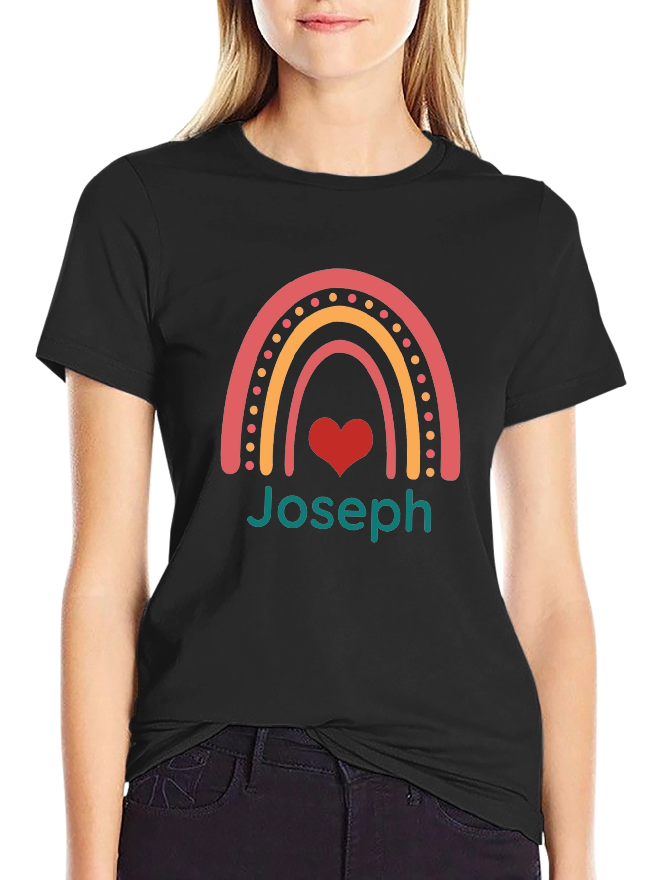 Joseph Rainbow Heart T-Shirt - Black