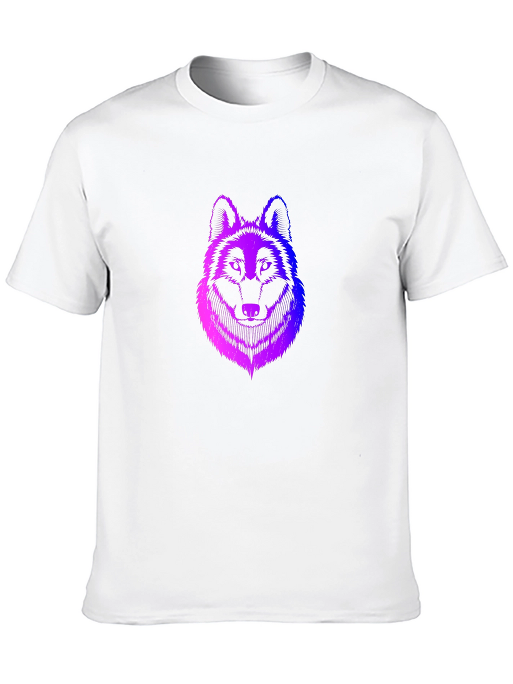 Mens Black T-Shirt with Gradient Wolf Design