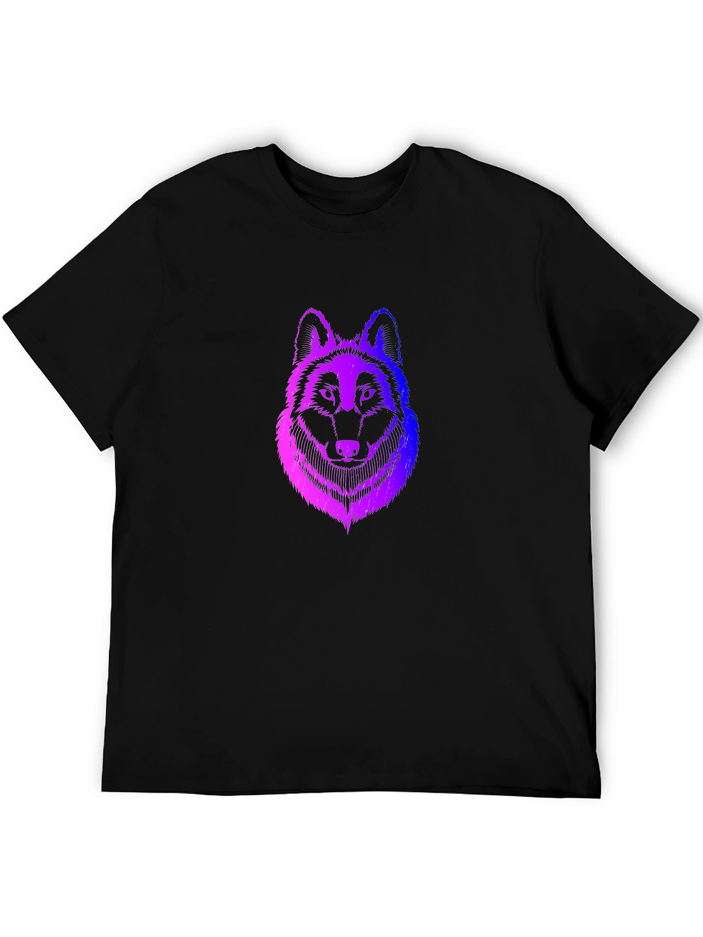 Mens Black T-Shirt with Gradient Wolf Design