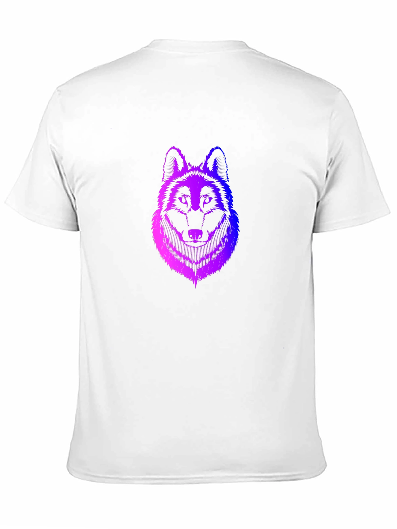 Mens Black T-Shirt with Gradient Wolf Design