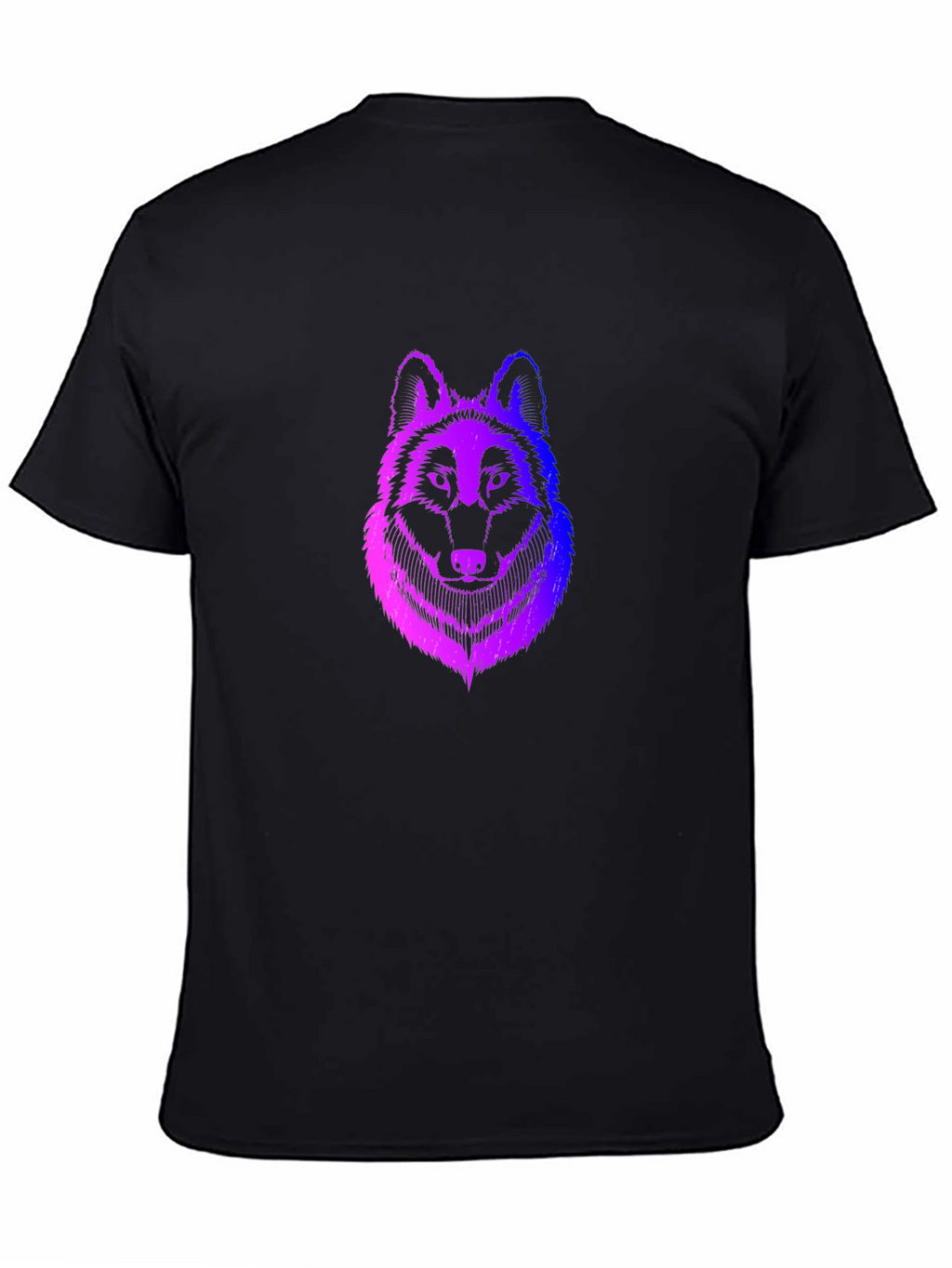 Mens Black T-Shirt with Gradient Wolf Design