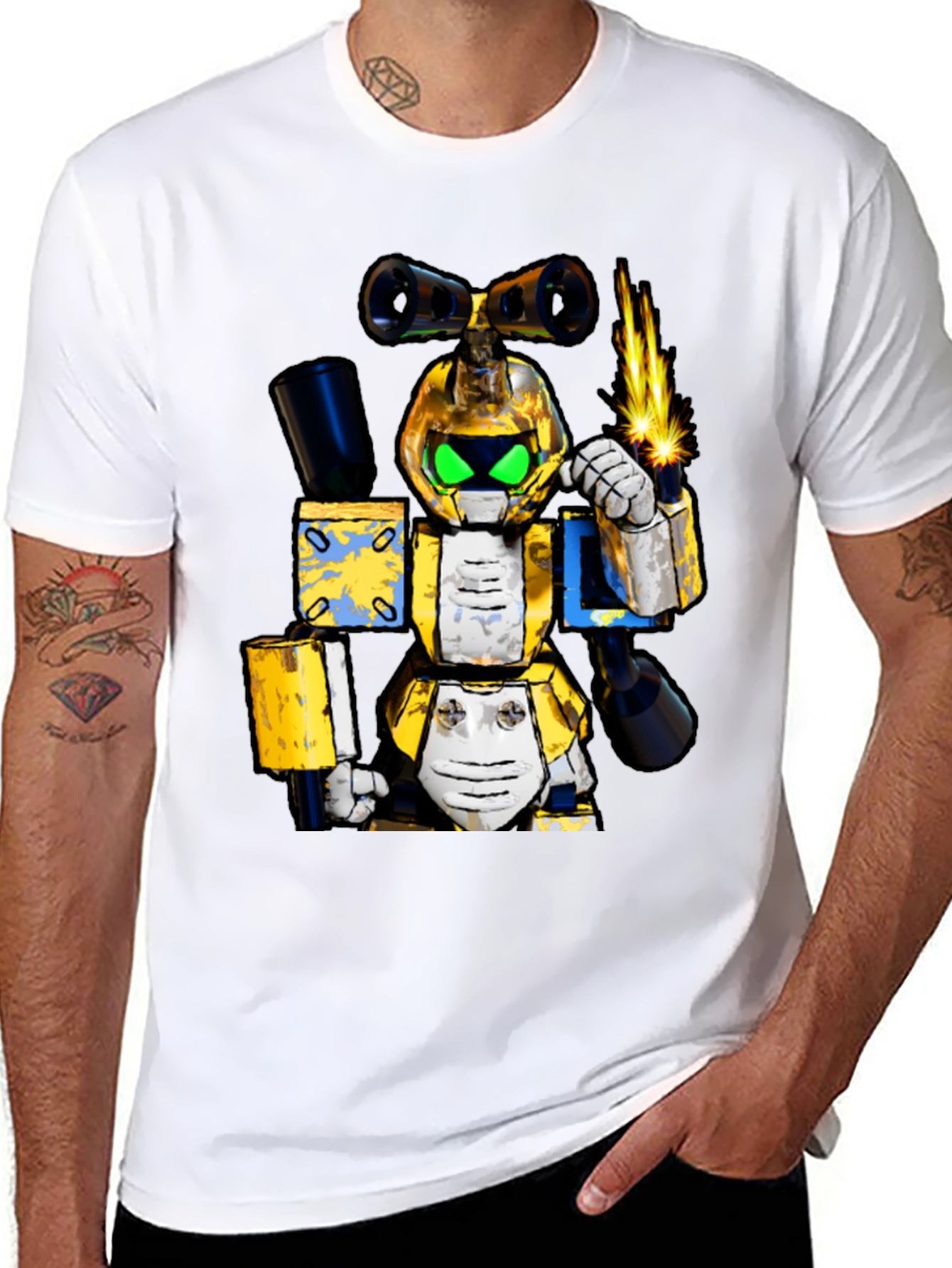 Robotic Cartoon T-Shirt - Unique Graphic Tee
