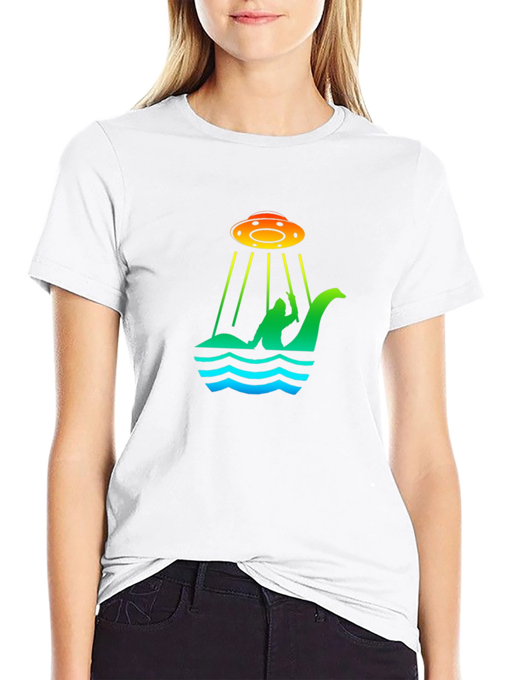 UFO Abduction Loch Ness Monster Graphic T-Shirt