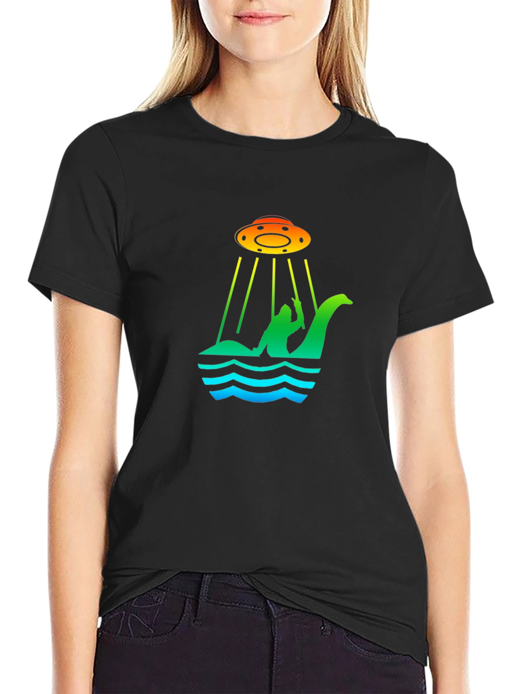 UFO Abduction Loch Ness Monster Graphic T-Shirt