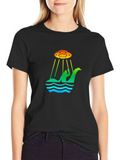 UFO Abduction Loch Ness Monster Graphic T-Shirt