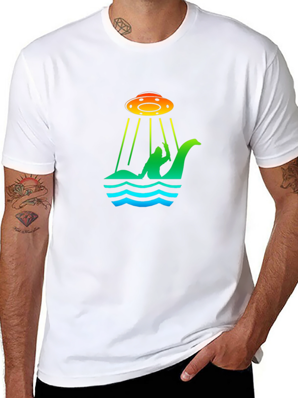 UFO Abduction Loch Ness Monster Graphic T-Shirt