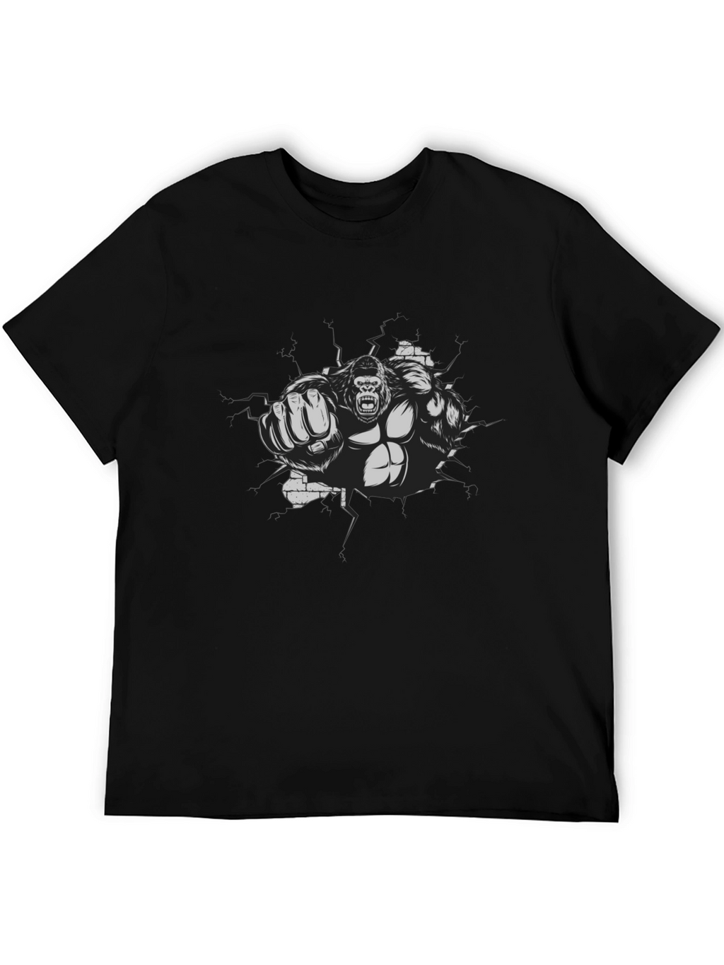 Gorilla Punch Graphic Tee - Black Cotton Shirt