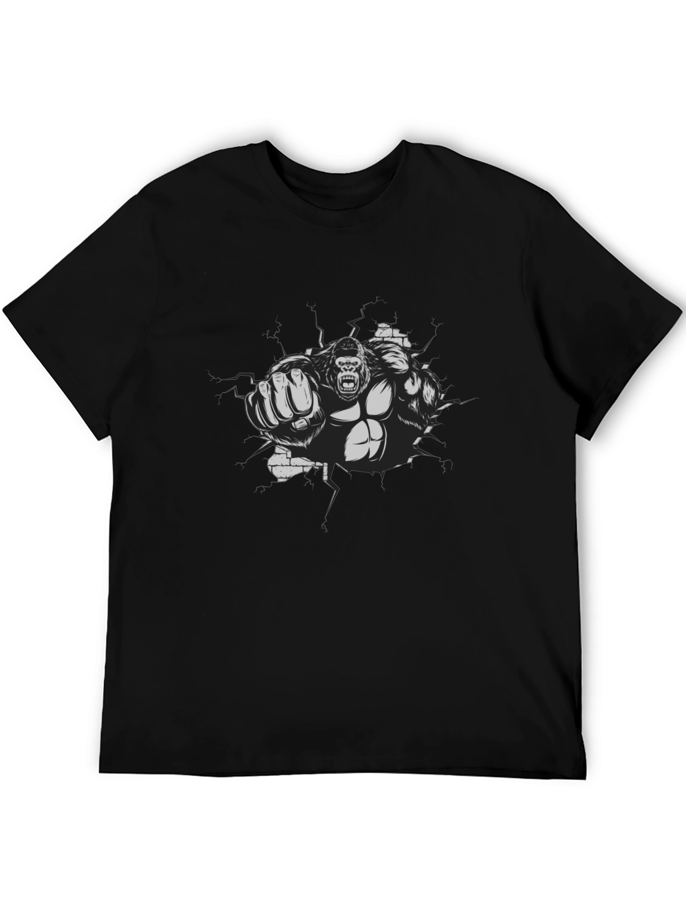 Gorilla Punch Graphic Tee - Black Cotton Shirt