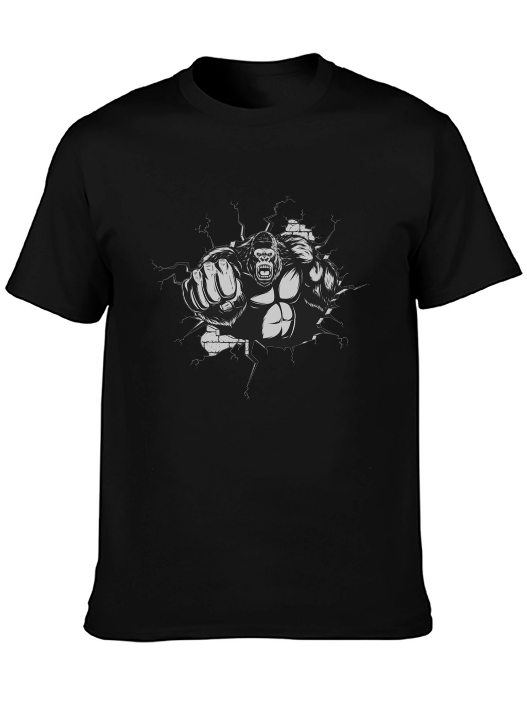 Gorilla Punch Graphic Tee - Black Cotton Shirt