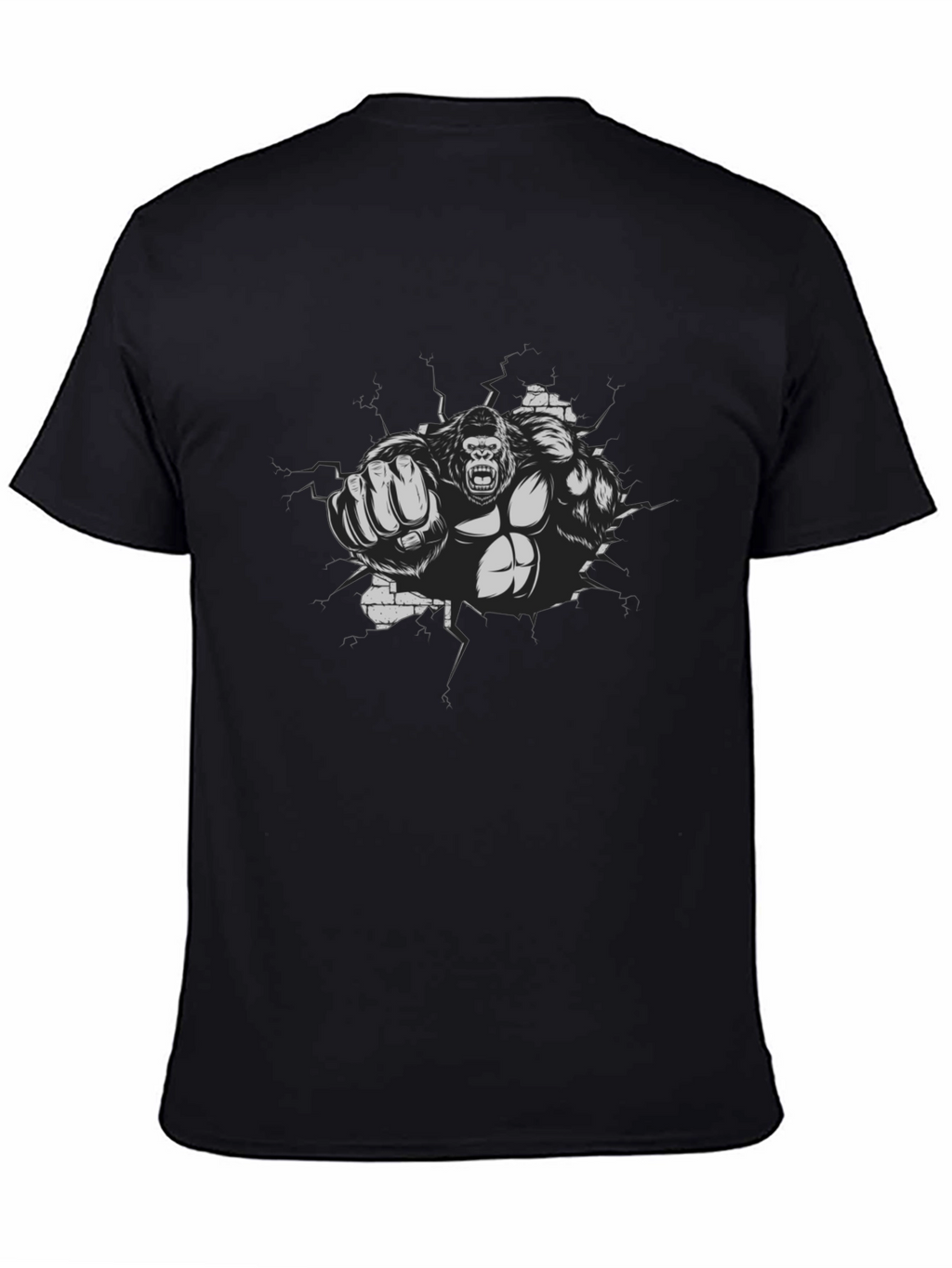 Gorilla Punch Graphic Tee - Black Cotton Shirt