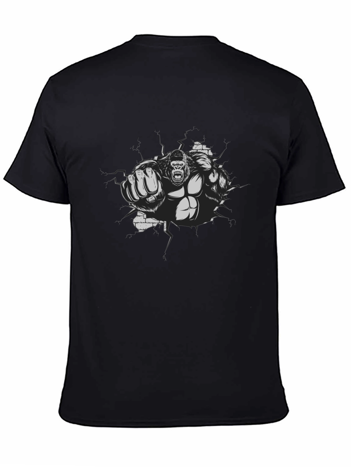 Gorilla Punch Graphic Tee - Black Cotton Shirt