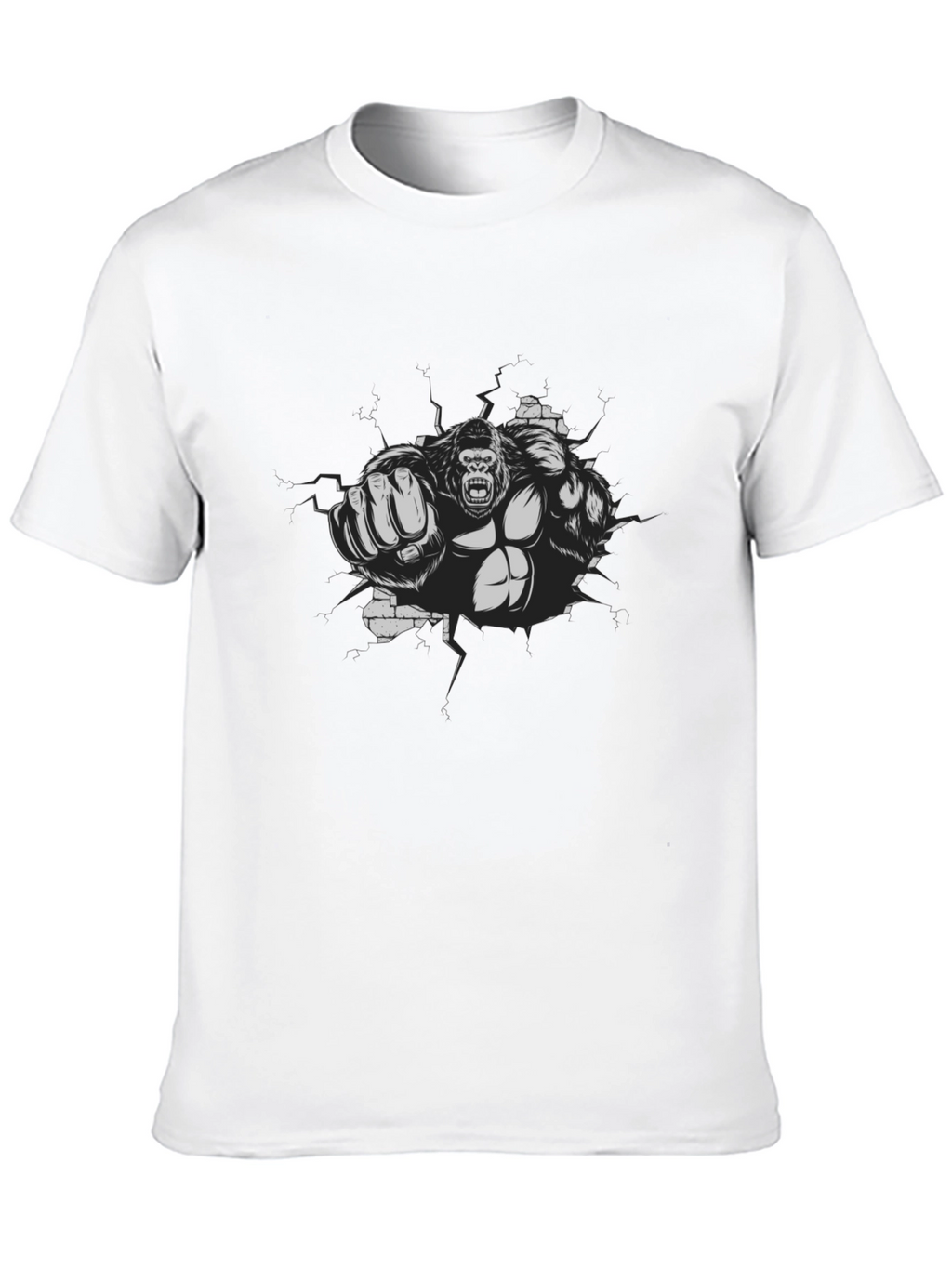 Gorilla Punch Graphic Tee - Black Cotton Shirt