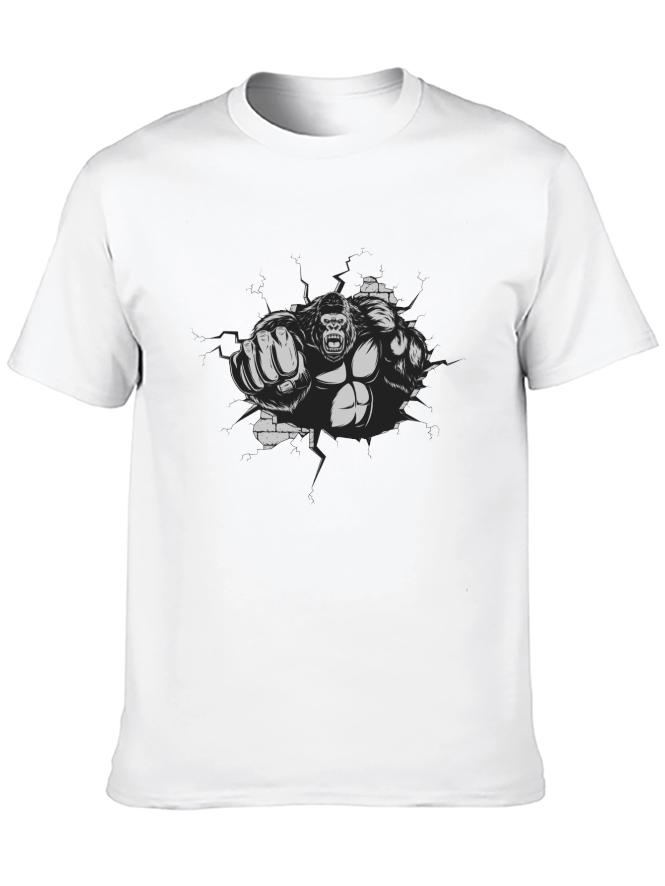 Gorilla Punch Graphic Tee - Black Cotton Shirt