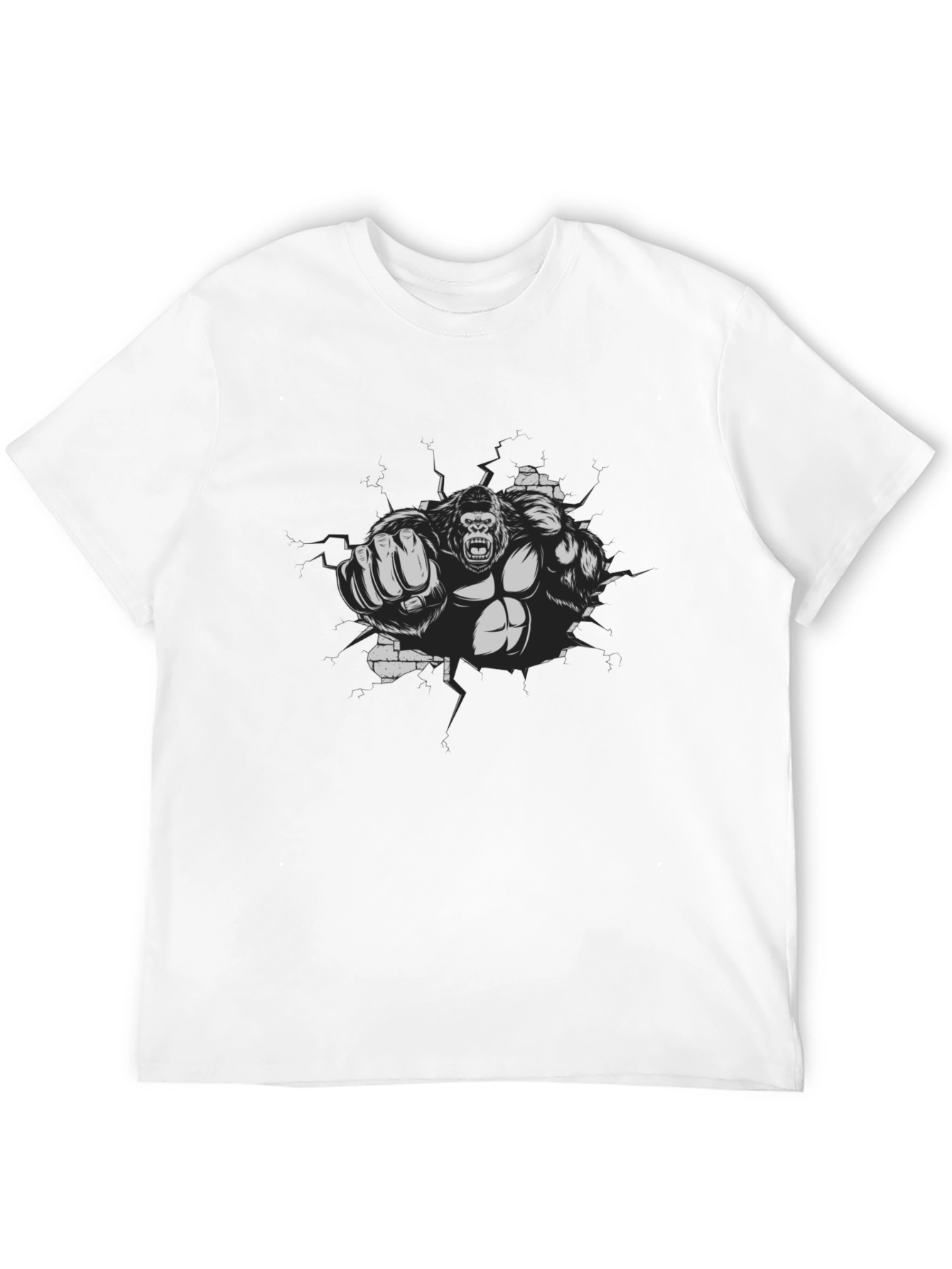 Gorilla Punch Graphic Tee - Black Cotton Shirt