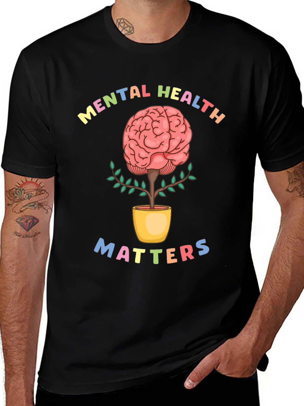 Mental Health Matters T-Shirt - Brain Plant Design