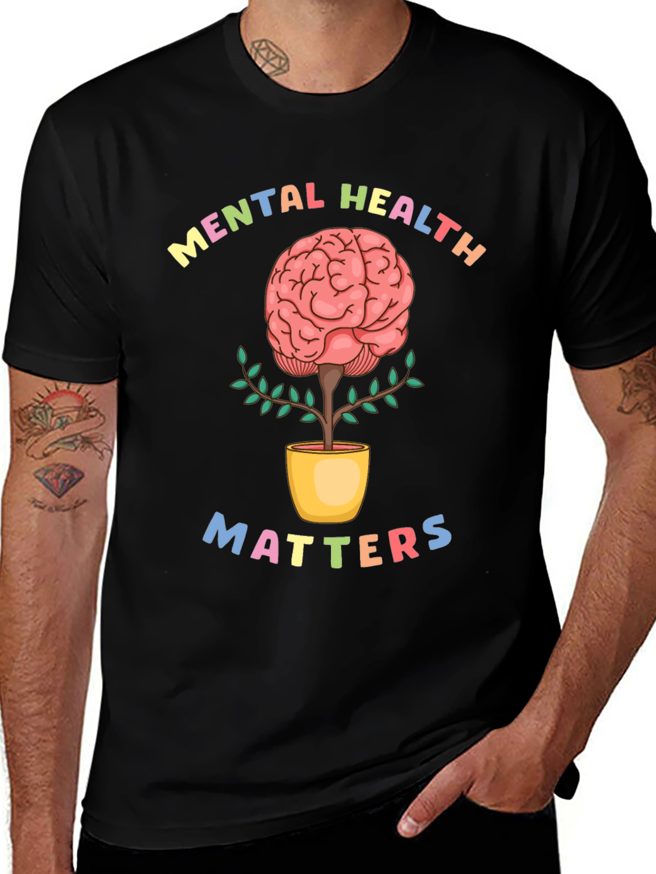 Mental Health Matters T-Shirt - Brain Plant Design