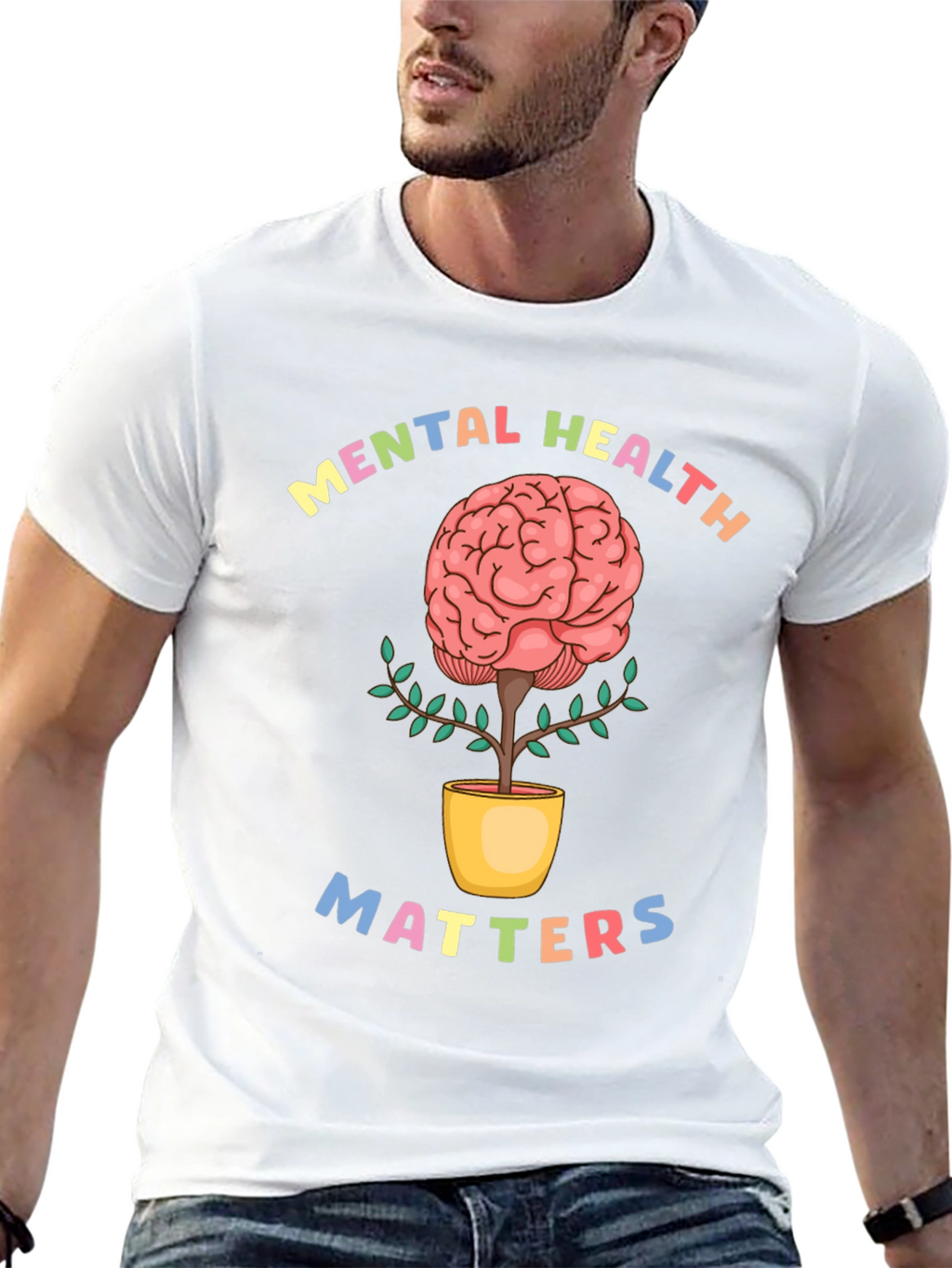Mental Health Matters T-Shirt - Brain Plant Design