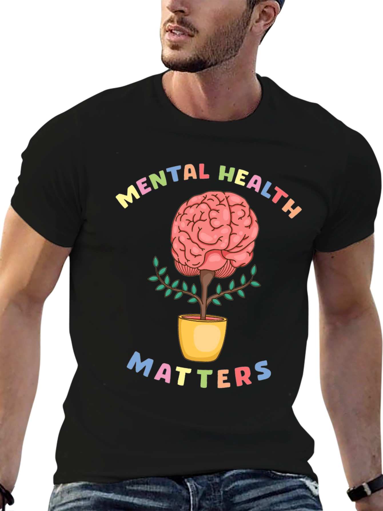 Mental Health Matters T-Shirt - Brain Plant Design