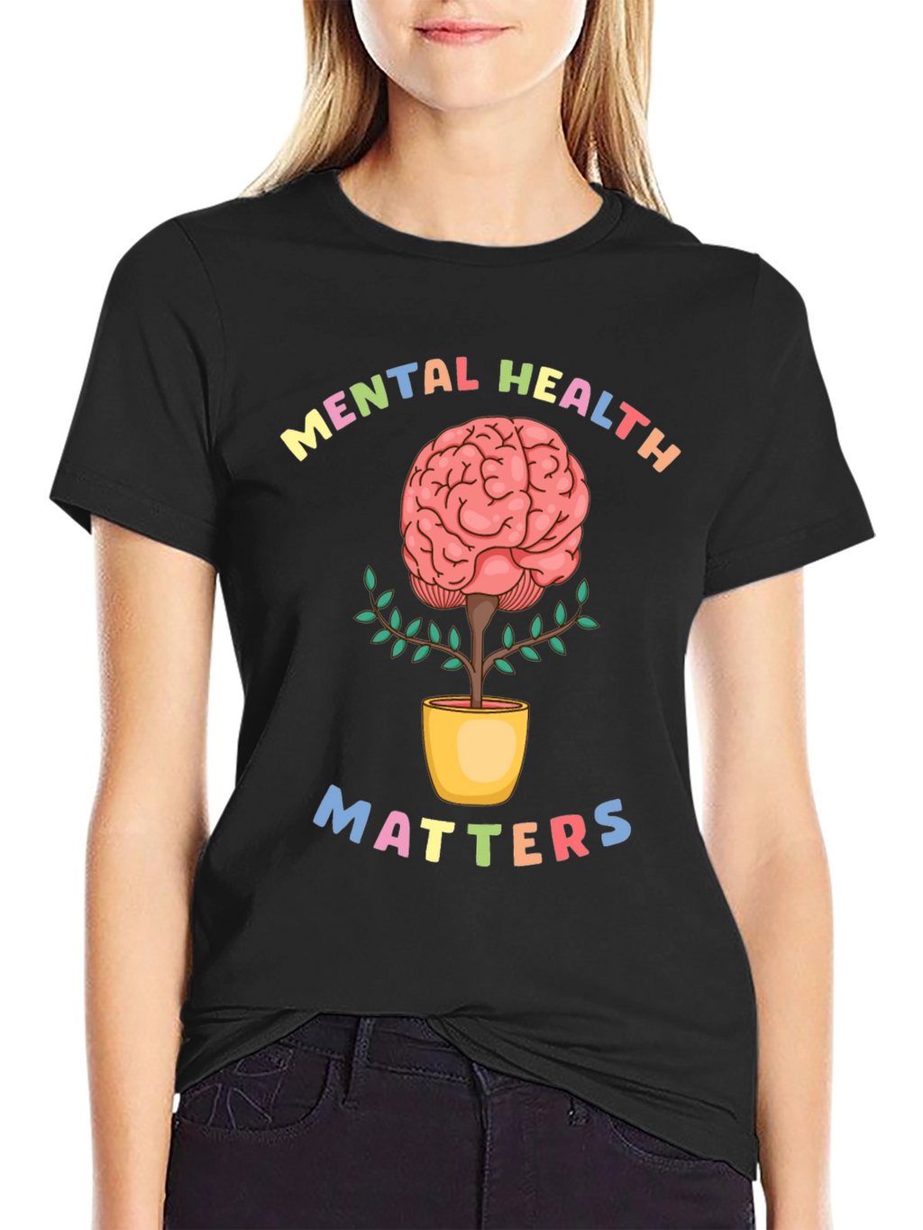 Mental Health Matters T-Shirt - Brain Plant Design