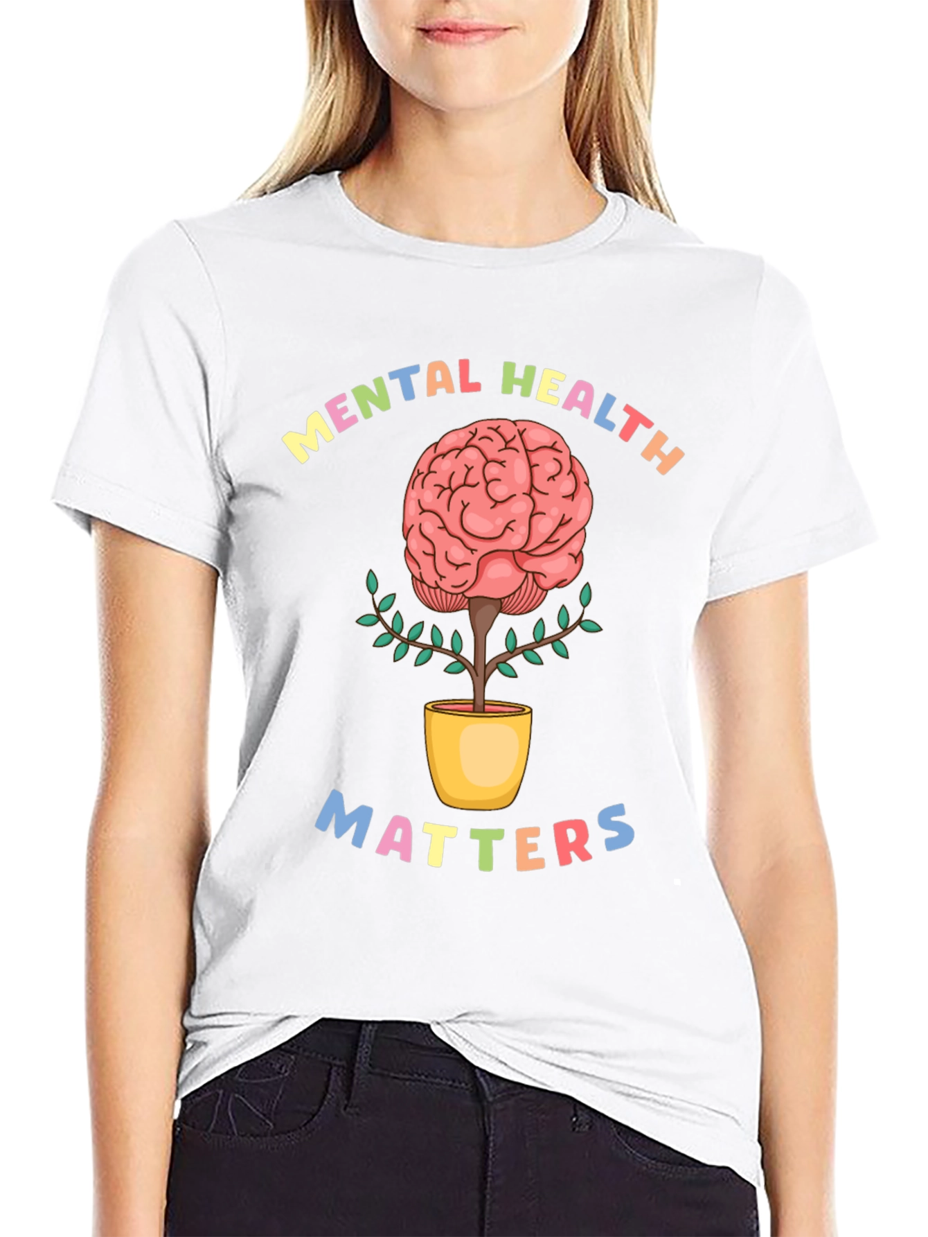 Mental Health Matters T-Shirt - Brain Plant Design