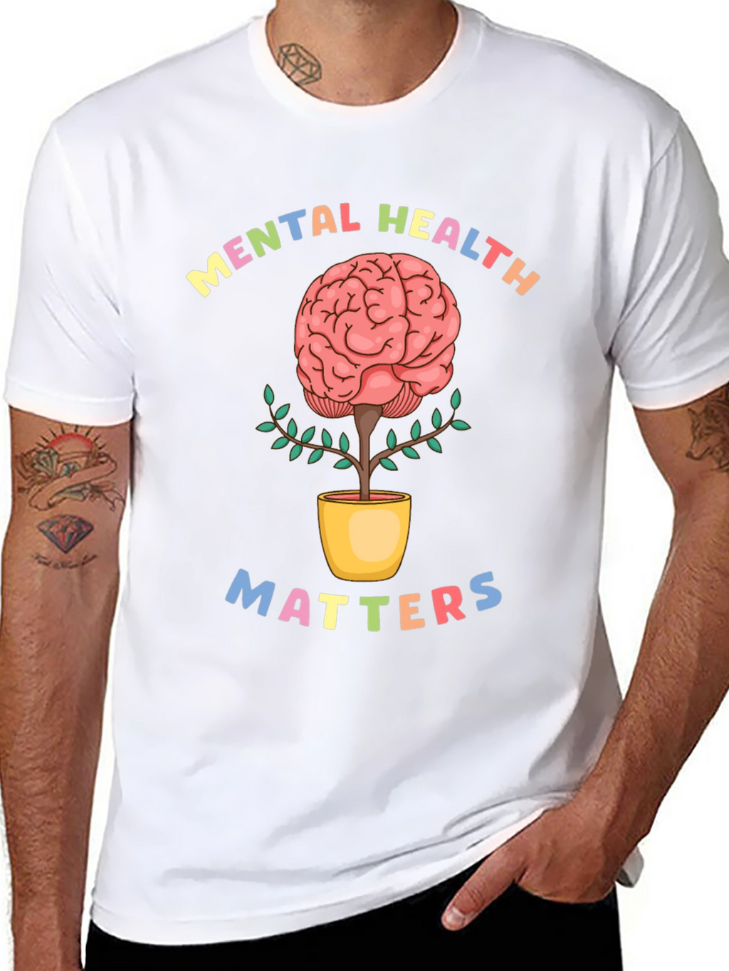 Mental Health Matters T-Shirt - Brain Plant Design