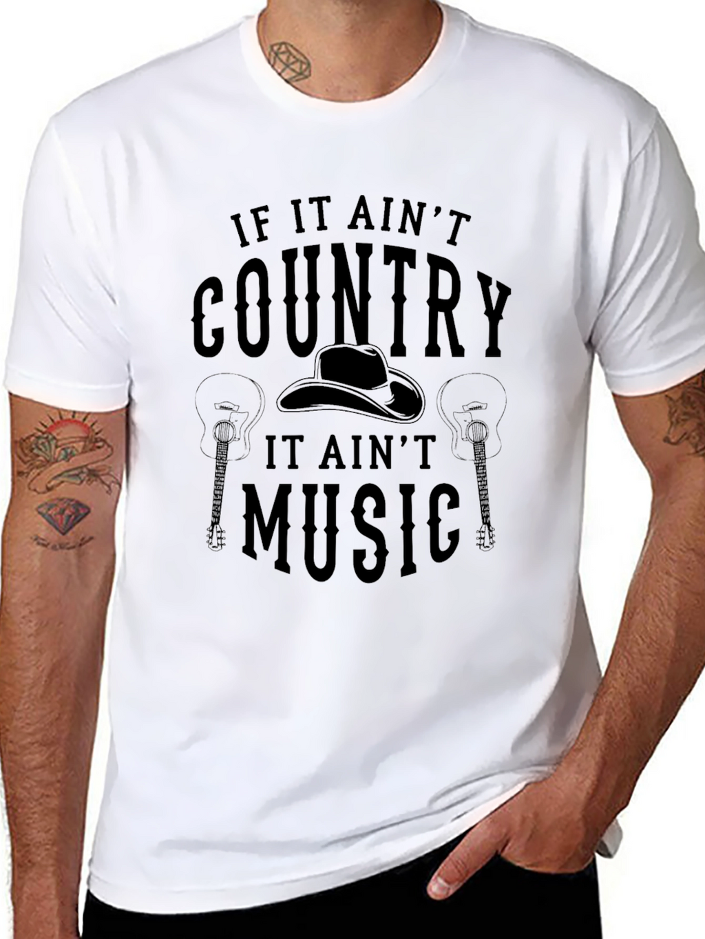 Country Music T-Shirt - Mens Black Graphic Tee