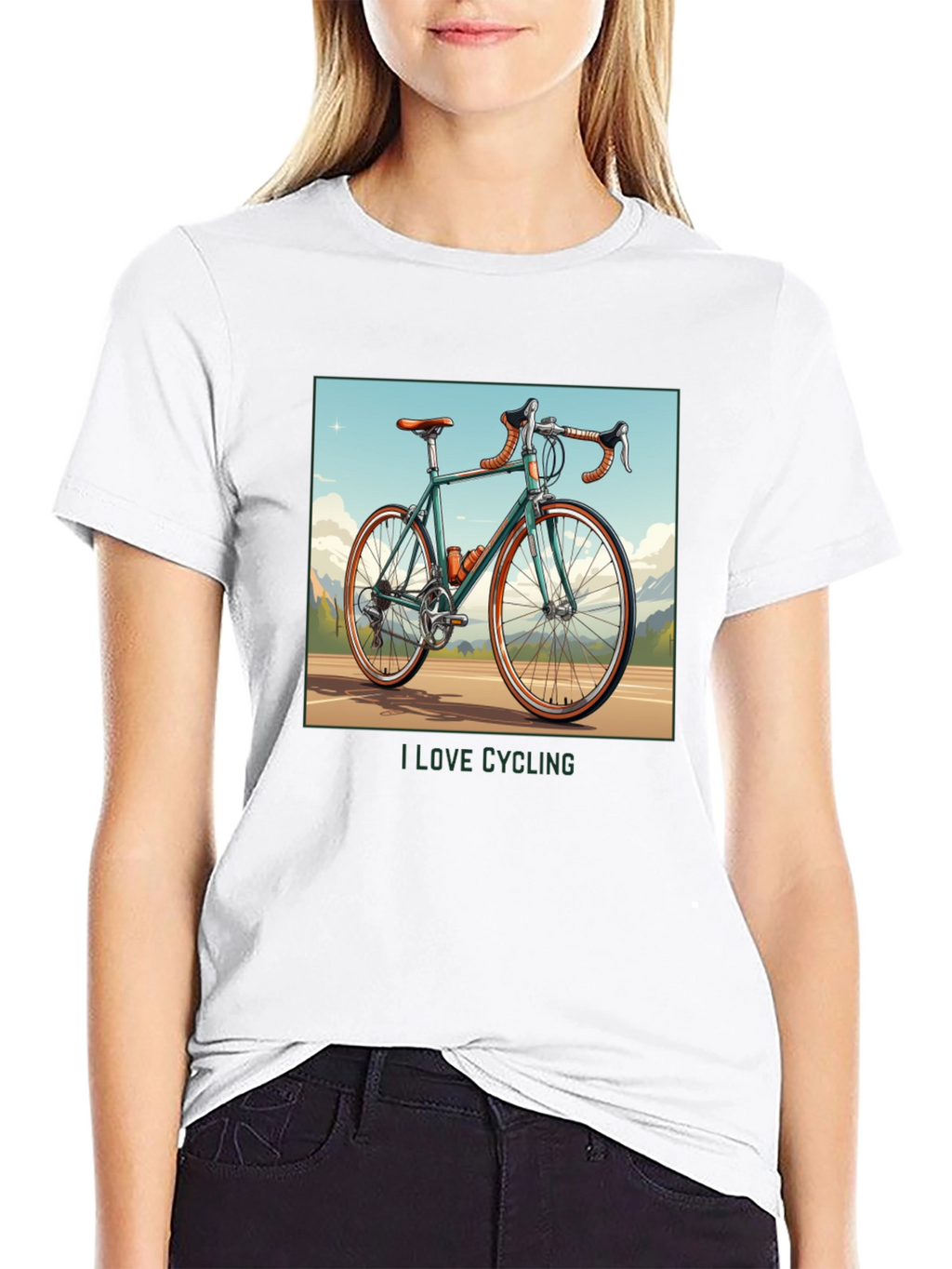 I Love Cycling Black Graphic T-Shirt