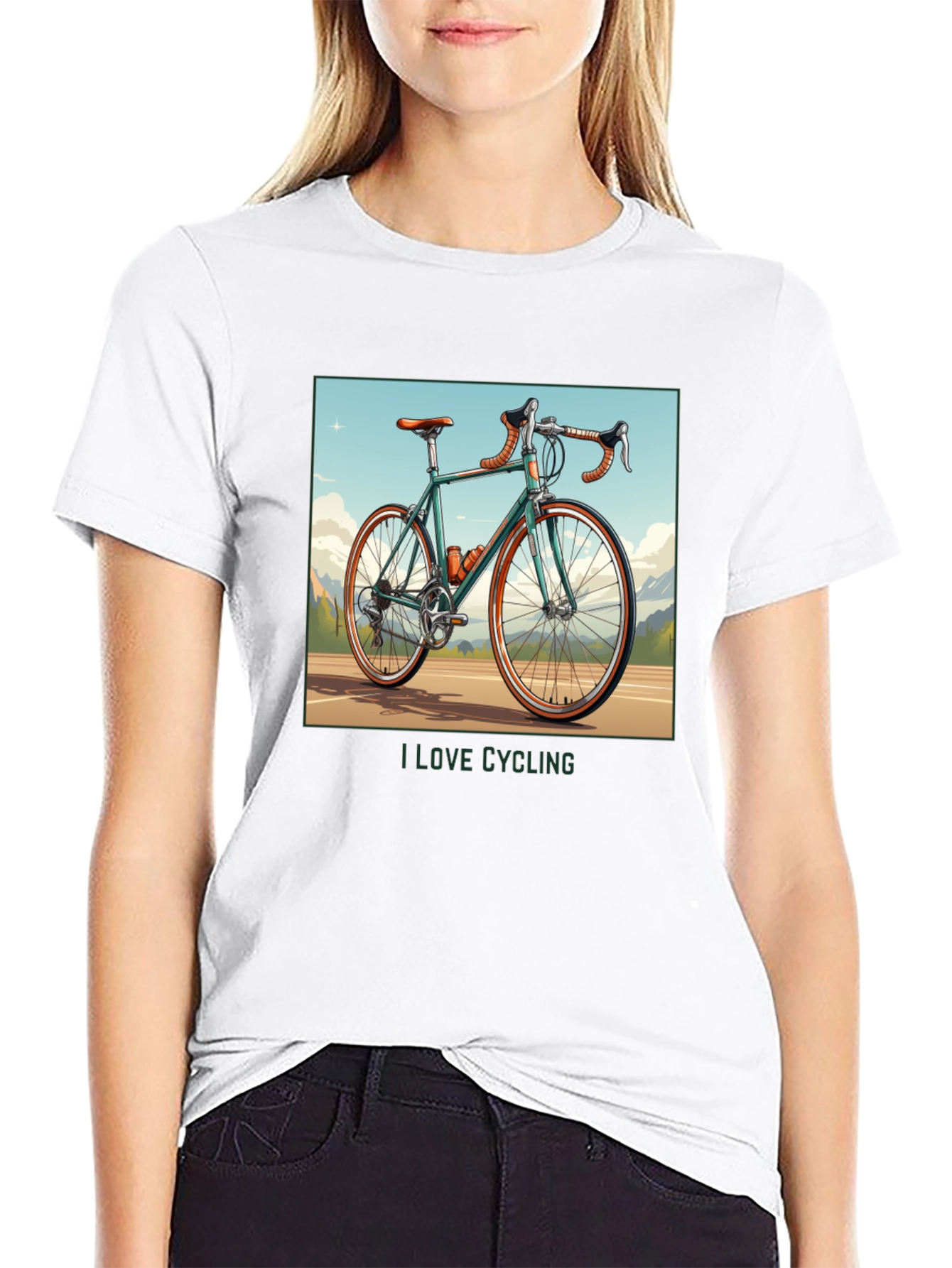 I Love Cycling Black Graphic T-Shirt