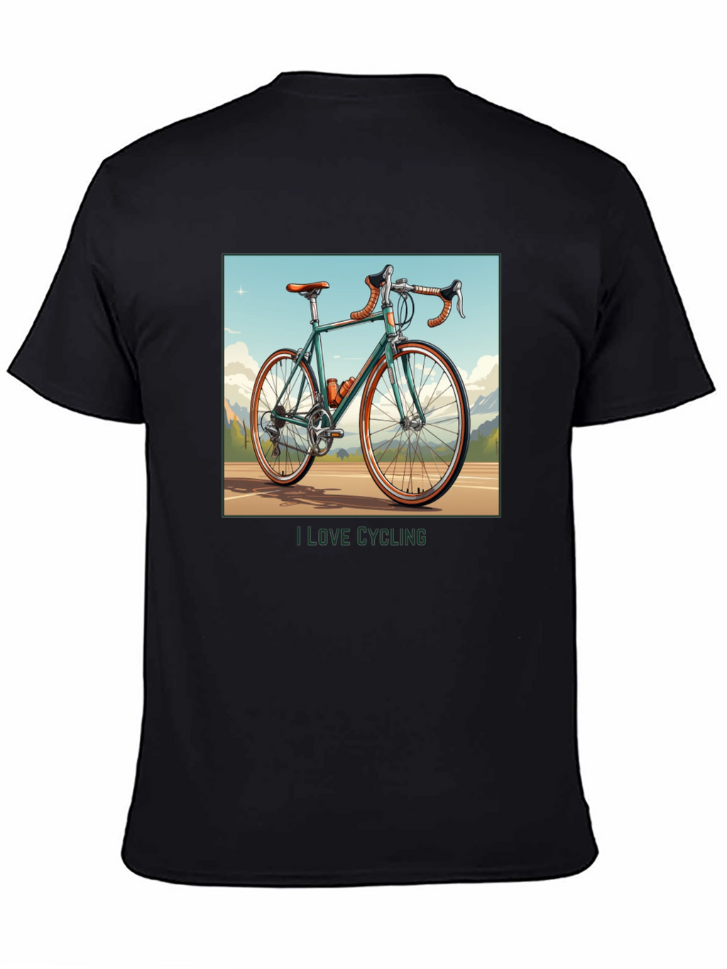 I Love Cycling Black Graphic T-Shirt
