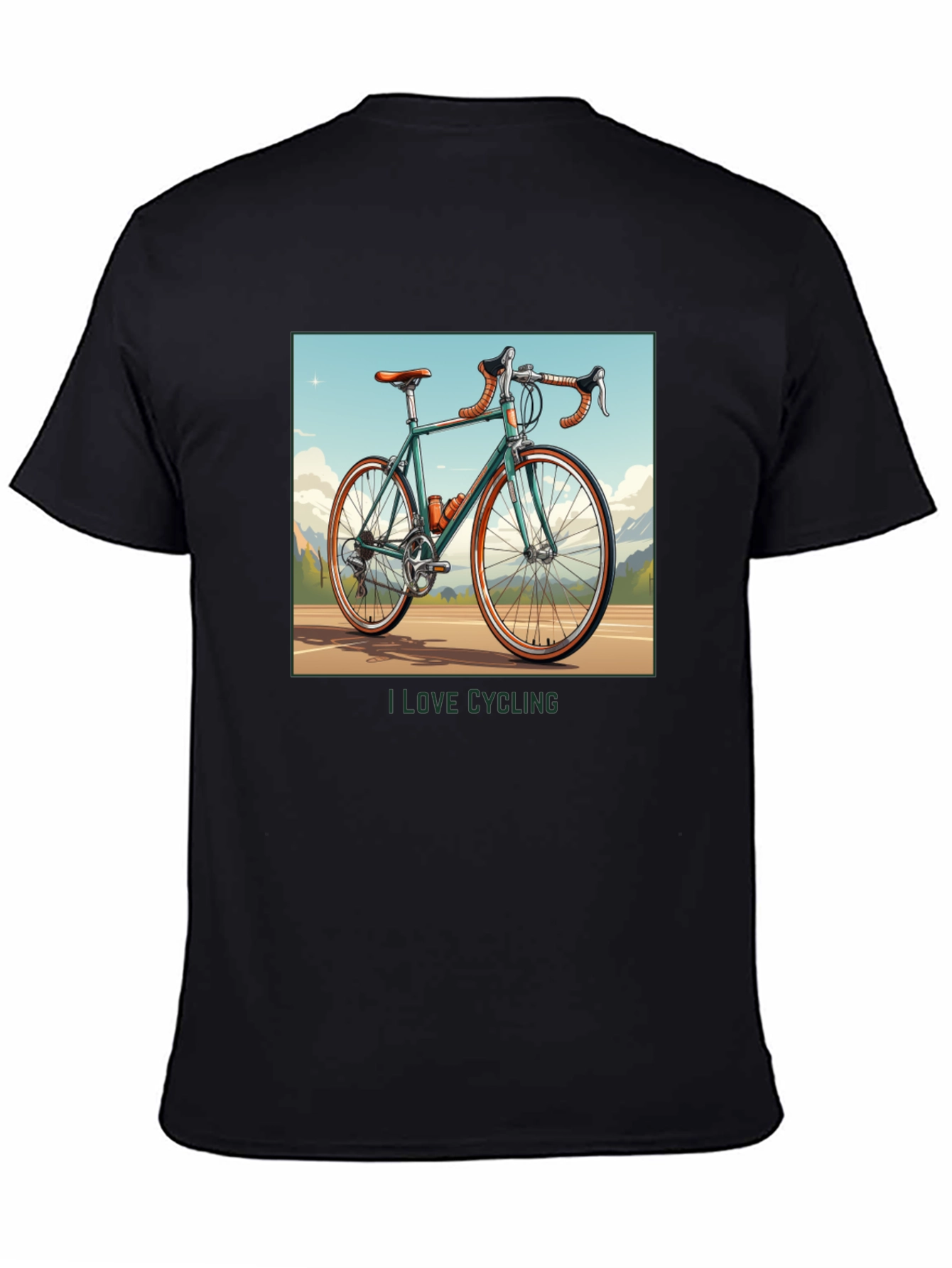 I Love Cycling Black Graphic T-Shirt