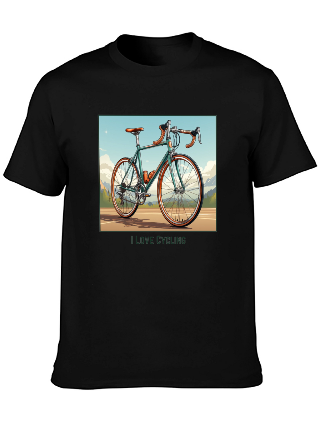I Love Cycling Black Graphic T-Shirt