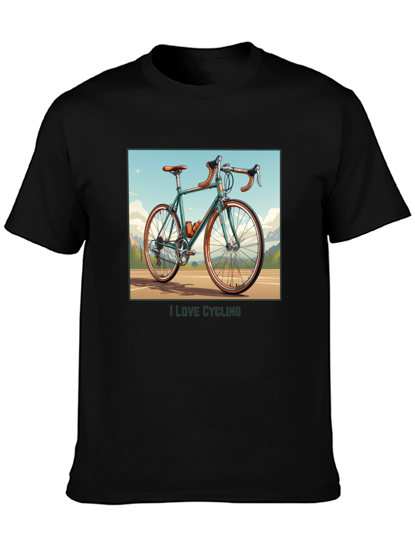 I Love Cycling Black Graphic T-Shirt