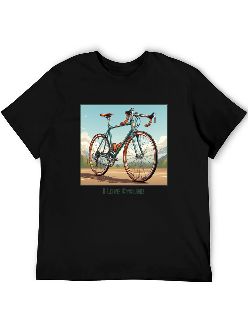 I Love Cycling Black Graphic T-Shirt