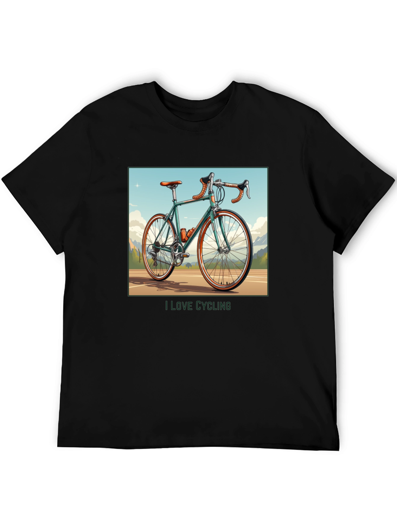 I Love Cycling Black Graphic T-Shirt