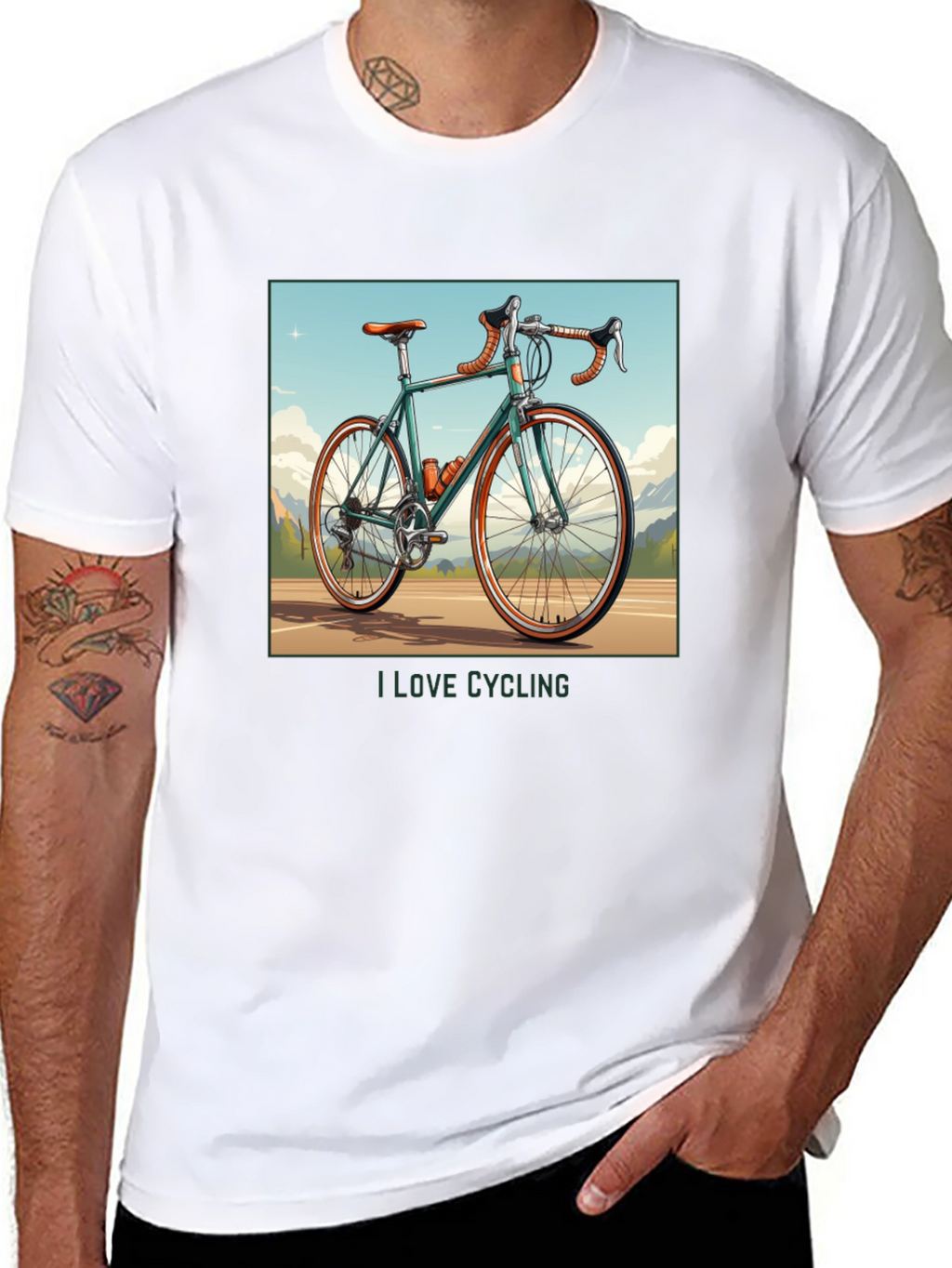 I Love Cycling Black Graphic T-Shirt