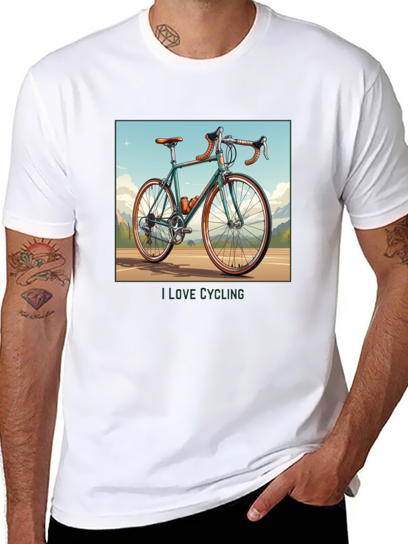 I Love Cycling Black Graphic T-Shirt