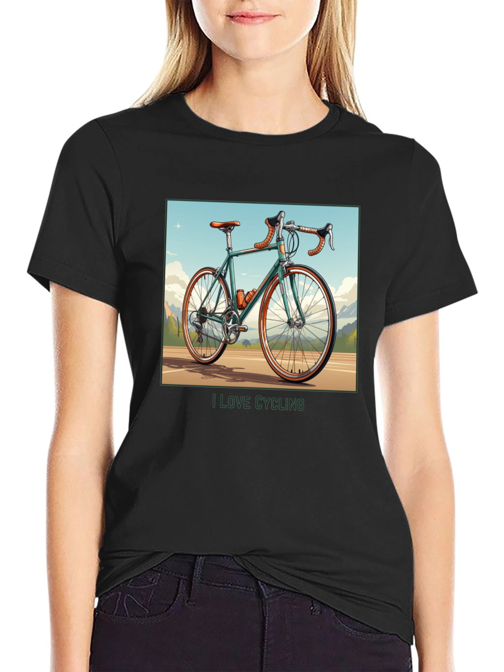 I Love Cycling Black Graphic T-Shirt