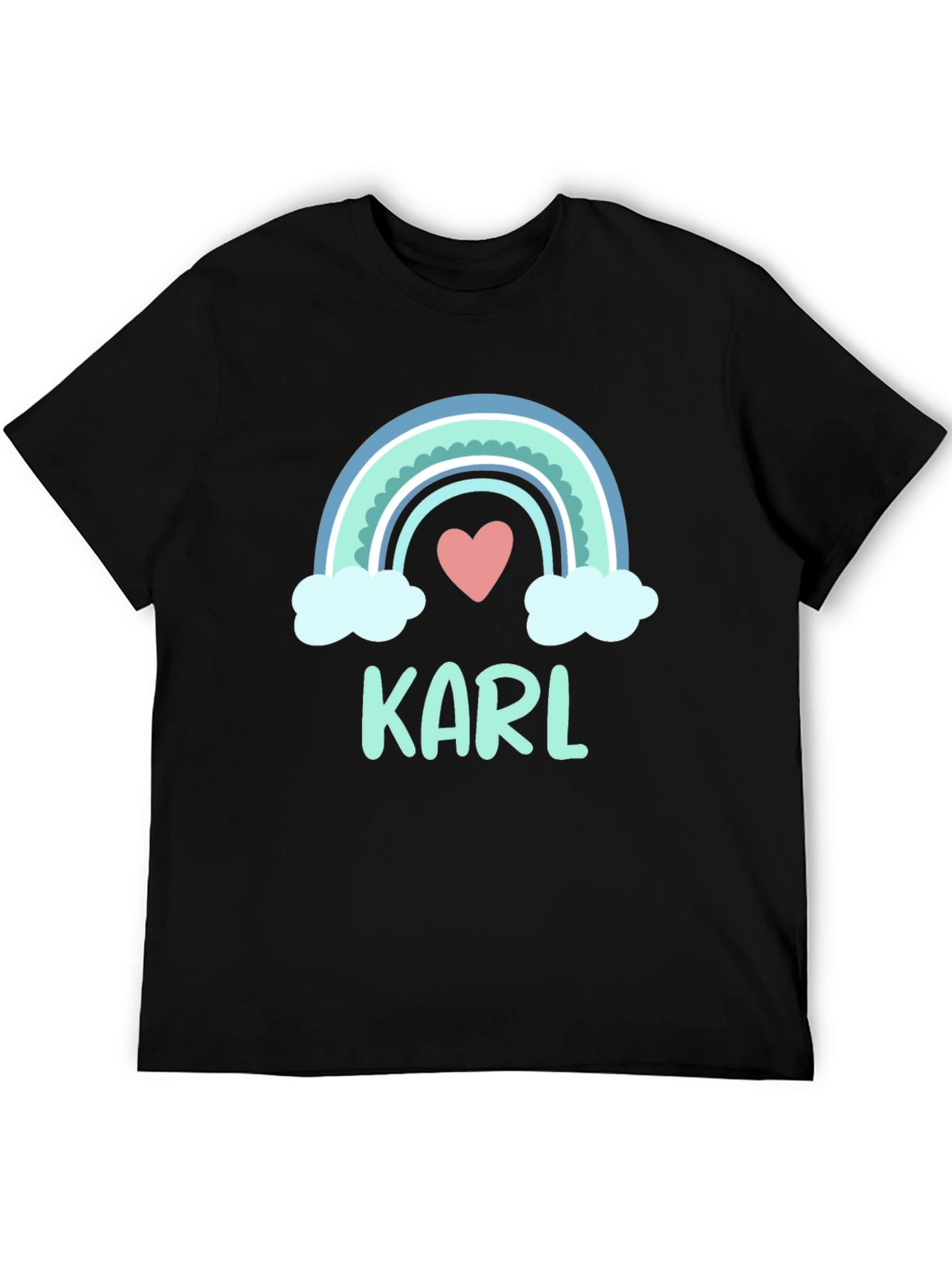 Personalized Karl Rainbow Heart T-Shirt