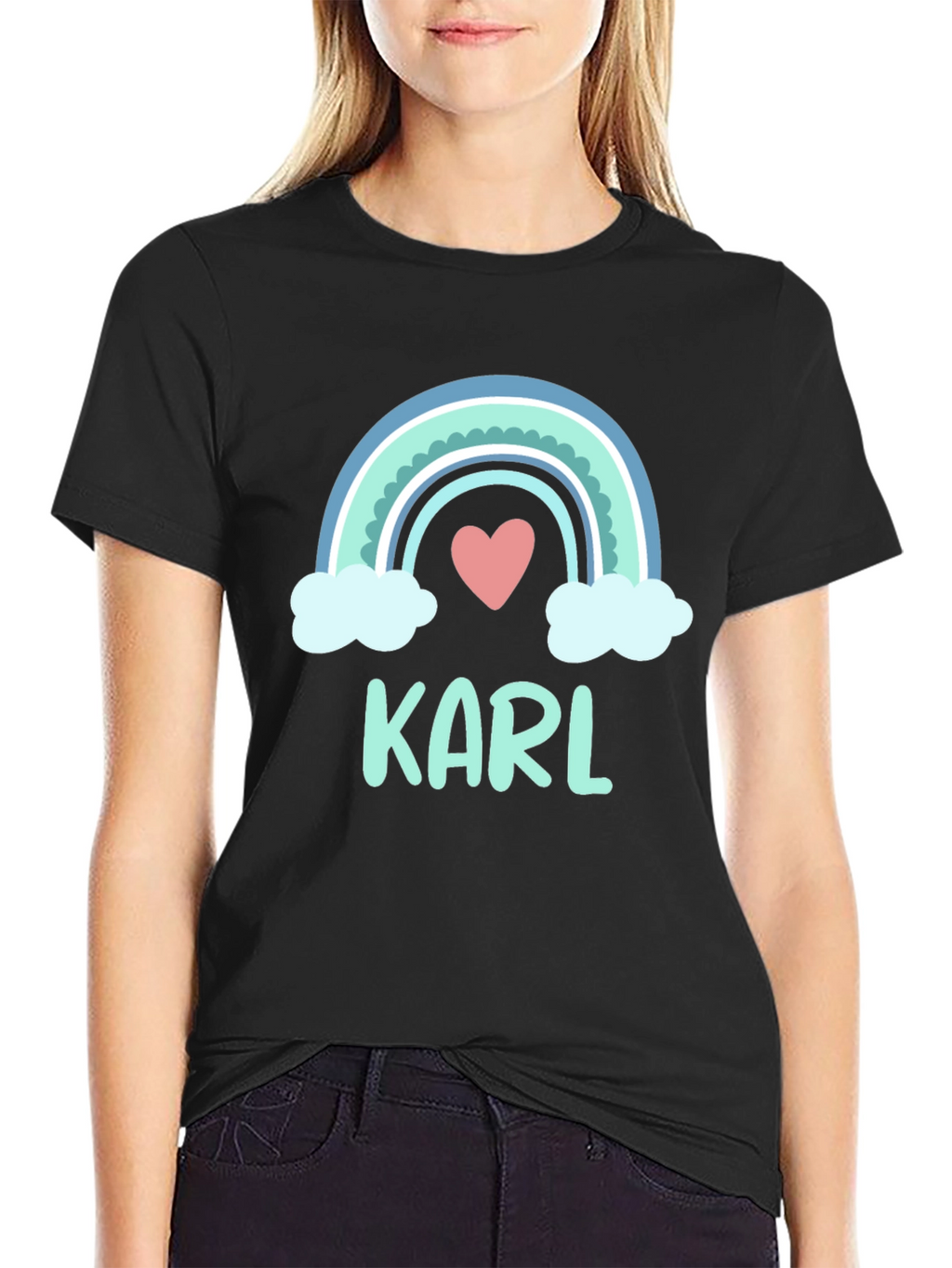 Personalized Karl Rainbow Heart T-Shirt
