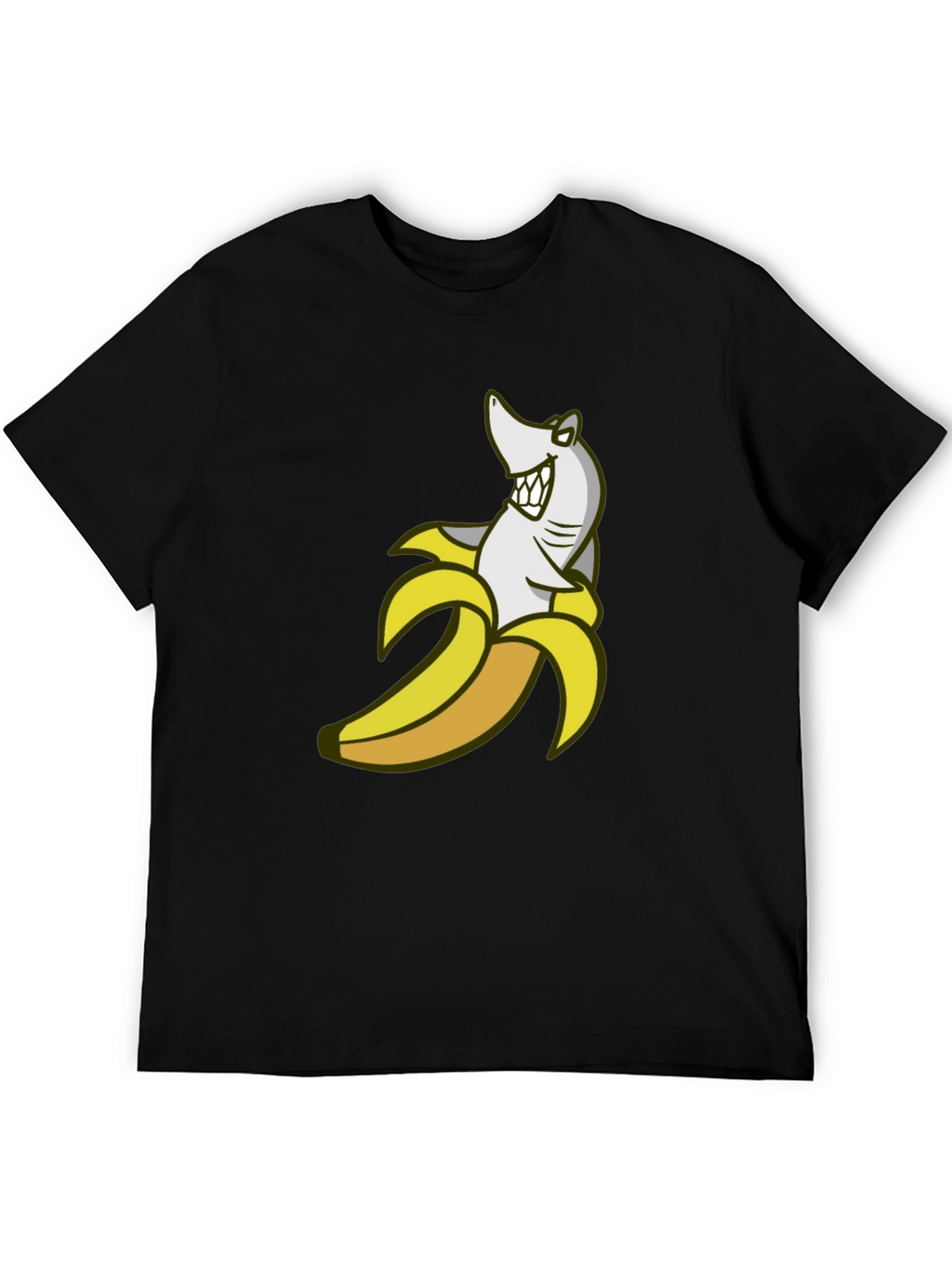 Shark Banana Funny Graphic Tee - Mens Cotton Blend