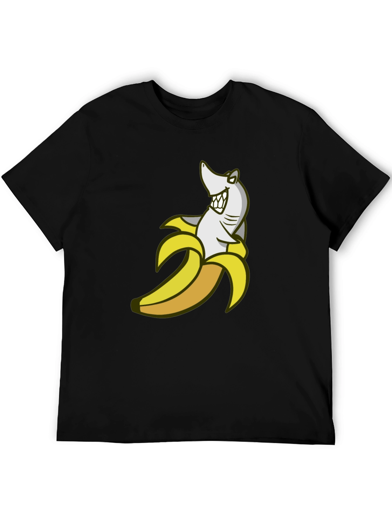 Shark Banana Funny Graphic Tee - Mens Cotton Blend